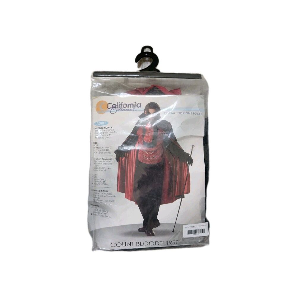 California Costumes Count Bloodthirst Vampire Cape Adult XL Black Red CAPE ONLY